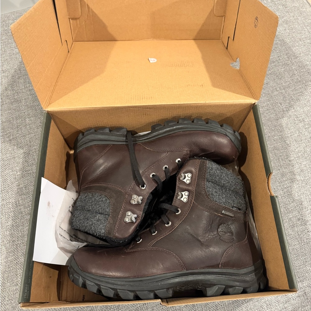 Timberland Dark Brown Leather Snow Boots